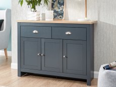 GFW Lancaster Slate Blue and Oak 3 Door 2 Drawer Large Sideboard (Flat Packed)