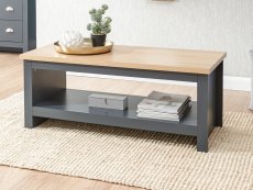 GFW Lancaster Slate Blue and Oak Coffee Table with Shelf (Flat Packed)