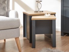 GFW Lancaster Slate Blue and Oak Nest of Tables (Flat Packed)