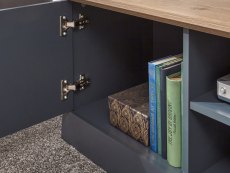 GFW GFW Kendal Slate Blue and Oak 2 Door Large TV Cabinet (Flat Packed)