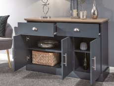 GFW GFW Kendal Slate Blue and Oak 3 Door 2 Drawer Large Sideboard (Flat Packed)