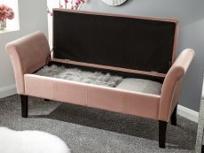 GFW Osborne Blush Pink Upholstered Fabric Ottoman Storage Bench (Flat Packed)