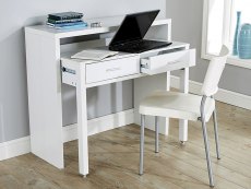 GFW GFW Regis White 2 Drawer Extending Console Desk (Flat Packed)