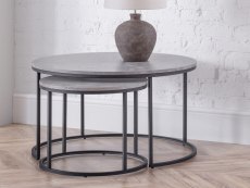 Julian Bowen Julian Bowen Staten Concrete Effect Round Nesting Coffee Tables (Flat Packed)