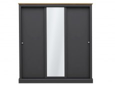 LPD Devon Charcoal and Oak Sliding Door Mirrored Large Triple Wardrobe (Flat Packed)