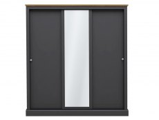 LPD LPD Devon Charcoal and Oak Sliding Door Mirrored Large Triple Wardrobe