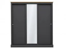 LPD LPD Devon Charcoal and Oak Sliding Door Mirrored Large Triple Wardrobe