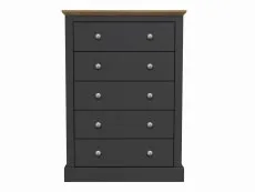 LPD LPD Devon 5 Drawer Charcoal and Oak Chest of Drawers