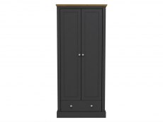 LPD LPD Devon 2 Door 1 Drawer Charcoal and Oak Double Wardrobe (Flat Packed)