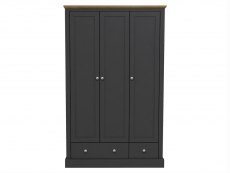 LPD LPD Devon 3 Door 2 Drawer Charcoal and Oak Triple Wardrobe (Flat Packed)