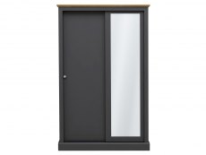 LPD LPD Devon Charcoal and Oak Sliding Door Mirrored Double Wardrobe (Flat Packed)