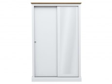 LPD Devon White and Oak Sliding Door Mirrored Double Wardrobe (Flat Packed)