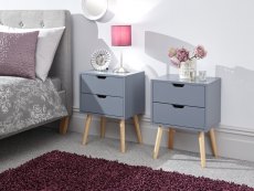 GFW GFW Nyborg 2 Drawer Dark Grey Set of 2 Bedside Cabinets (Flat Packed)