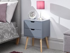 GFW GFW Nyborg 2 Drawer Dark Grey Bedside Cabinet (Flat Packed)