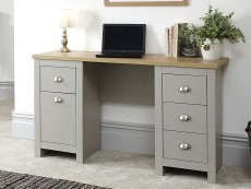 GFW Lancaster Grey and Oak 1 Door 4 Drawer Study Desk (Flat Packed)