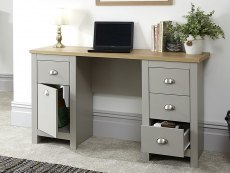 GFW Lancaster Grey and Oak 1 Door 4 Drawer Study Desk (Flat Packed)