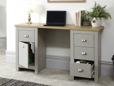 GFW GFW Lancaster Grey and Oak 1 Door 4 Drawer Study Desk (Flat Packed)