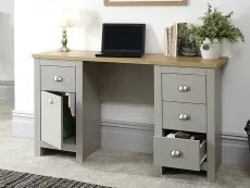 GFW Lancaster Grey and Oak 1 Door 4 Drawer Study Desk