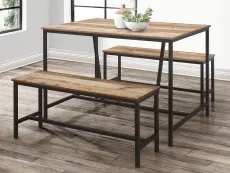 Birlea Furniture & Beds Birlea Urban Rustic Dining Table and 2 Bench Set