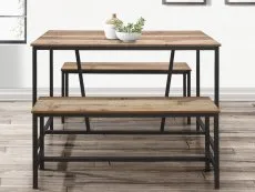 Birlea Urban Rustic Dining Table and 2 Bench Set