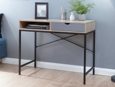 GFW Telford Light Oak and Grey 1 Drawer Computer Desk (Flat Packed)