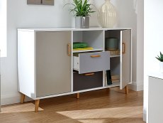 GFW Delta White and Grey 2 Door 2 Drawer Large Sideboard (Flat Packed)