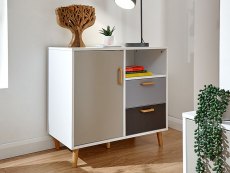 GFW Delta White and Grey 1 Door 1 Drawer Compact Sideboard (Flat Packed)
