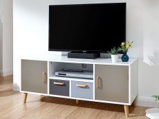 GFW GFW Delta White and Grey 2 Door 2 Drawer Large TV Cabinet (Flat Packed)