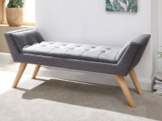 GFW GFW Milan Dark Grey Upholstered Fabric Bench