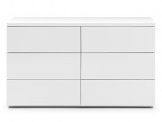 Julian Bowen Julian Bowen Monaco White High Gloss 6 Drawer Wide Chest (Flat Packed)