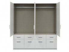 Rauch Rauch Kobe 181cm White High Gloss 4 Door 8 Drawer Large Wardrobe (Flat Packed)