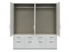 Rauch Kobe 181cm White High Gloss 4 Door 8 Drawer Large Wardrobe