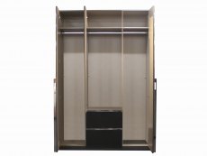 Rauch Rauch Esme 136cm Metallic Grey and Basalt Glass 3 Door 2 Drawer Mirrored Triple Wardrobe (Flat Packe