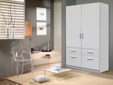 Rauch Rauch Kobe 91cm White High Gloss 2 Door 4 Drawer Double Wardrobe (Flat Packed)