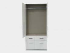 Rauch Rauch Kobe 91cm White High Gloss 2 Door 4 Drawer Double Wardrobe (Flat Packed)