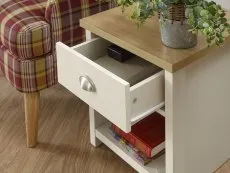 GFW Lancaster Cream and Oak 1 Drawer Lamp Table