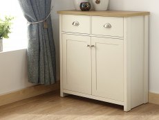 GFW Lancaster Cream and Oak 2 Door 2 Drawer Compact Sideboard (Flat Packed)