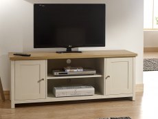 GFW Lancaster Cream and Oak 2 Door Large TV Cabinet (Flat Packed)