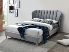 Birlea Elm 4ft6 Double Grey Velvet Upholstered Fabric Bed Frame