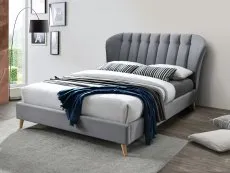 Birlea Furniture & Beds Birlea Elm 4ft6 Double Grey Velvet Fabric Bed Frame