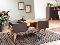 GFW GFW Modena Grey and Oak Effect Simple Coffee Table (Flat Packed)