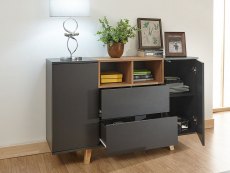 GFW GFW Modena Grey and Oak Effect 2 Door 2 Drawer Sideboard (Flat Packed)