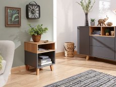 GFW GFW Modena Grey and Oak Effect Lamp Table (Flat Packed)