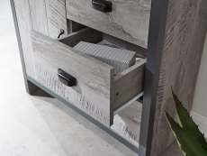 GFW GFW Boston Grey Wood Effect 1 Door 3 Drawer Multi Storage Unit (Flat Packed)