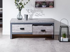 GFW Boston Grey Wood Effect 2 Drawer Coffee Table (Flat Packed)