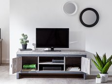 GFW GFW Boston Grey Wood Effect 2 Door TV Cabinet (Flat Packed)