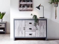GFW GFW Boston Grey Wood Effect 2 Door 3 Drawer Sideboard (Flat Packed)
