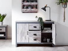 GFW GFW Boston Grey Wood Effect 2 Door 3 Drawer Sideboard (Flat Packed)