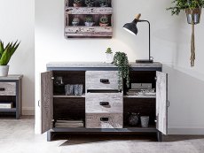 GFW GFW Boston Grey Wood Effect 2 Door 3 Drawer Sideboard (Flat Packed)