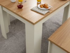 GFW GFW Lancaster 150cm Cream and Oak Dining Table and 2 Bench Set